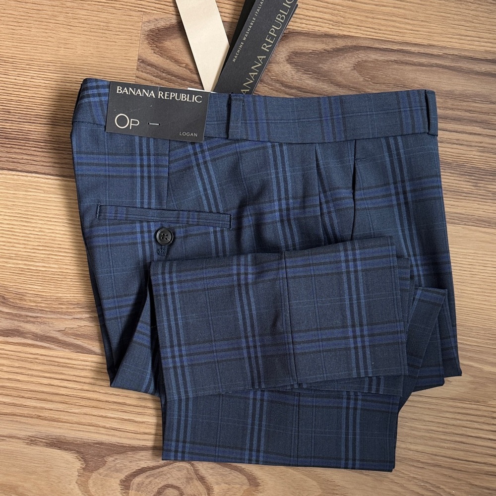 NWT Banana Republic Blue Plaid Dress Pants